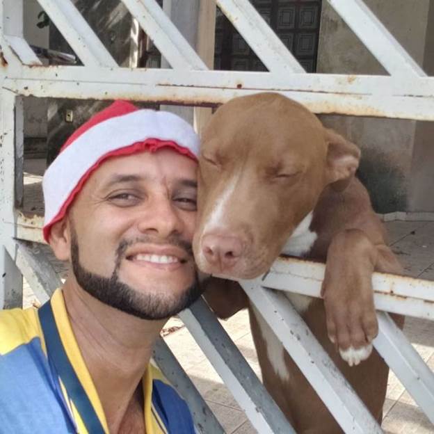 mailman selfie with dog