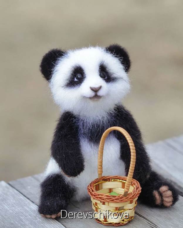 miniature panda made of wool