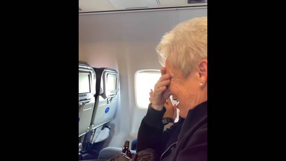 flight announcement makes old lady cry